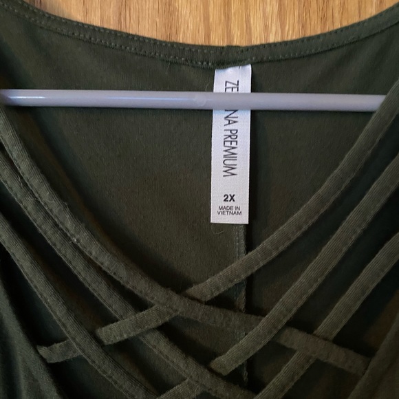 Zenana olive green pocket tunic - Picture 2 of 2